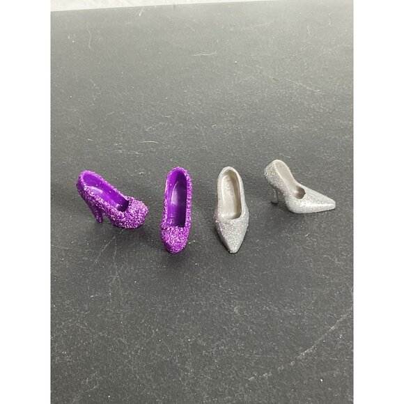 Fashion Doll Glitter High Heel Shoe Set Purple & Silver - Picture 2 of 3